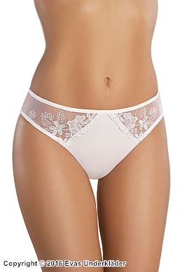 Beautiful briefs, cotton, embroidery, sheer inlays